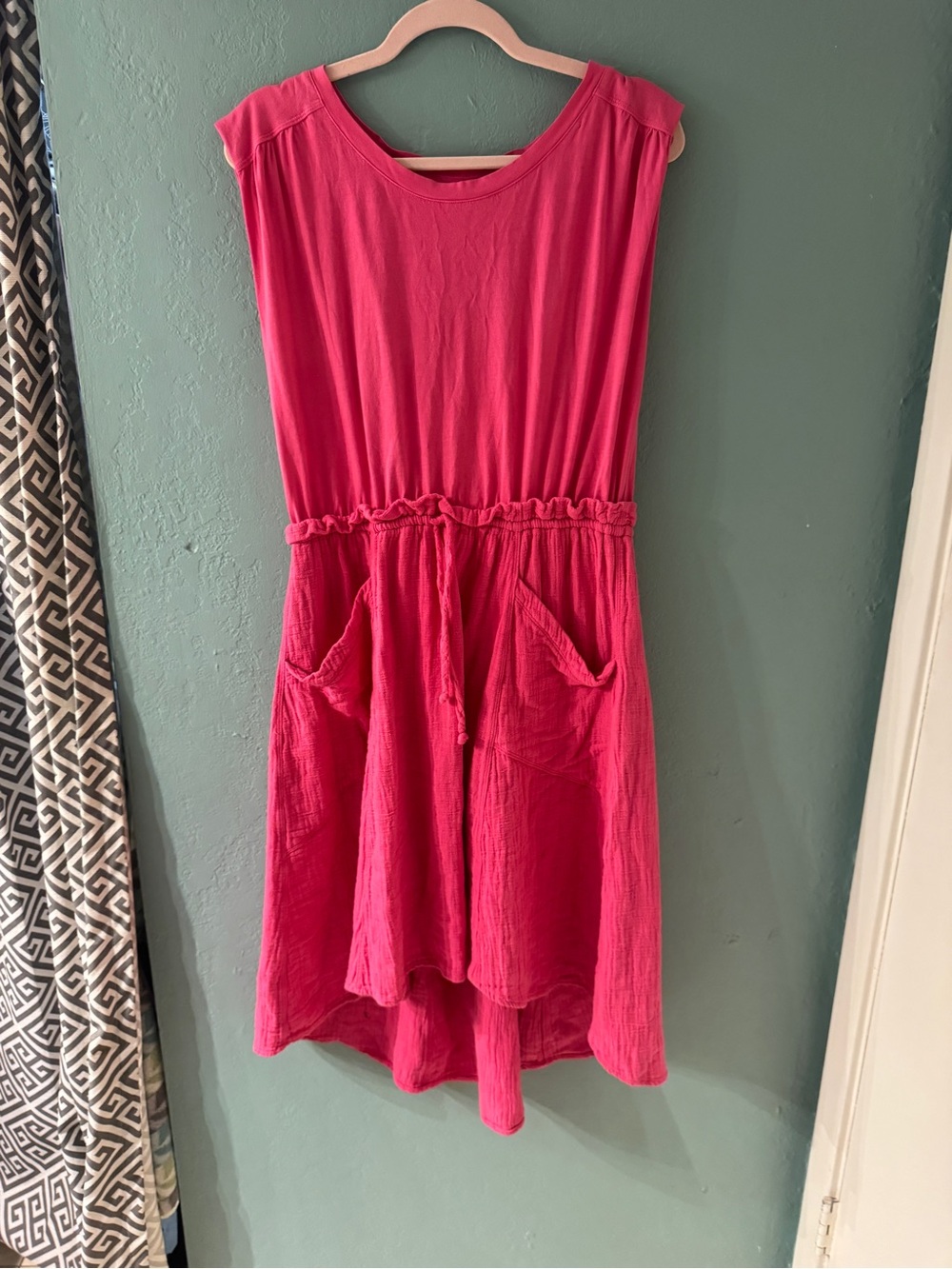 Women’s ' Bright Pink Sleeveless Drawstring Pocket Dress - Daily Practice/Anthro